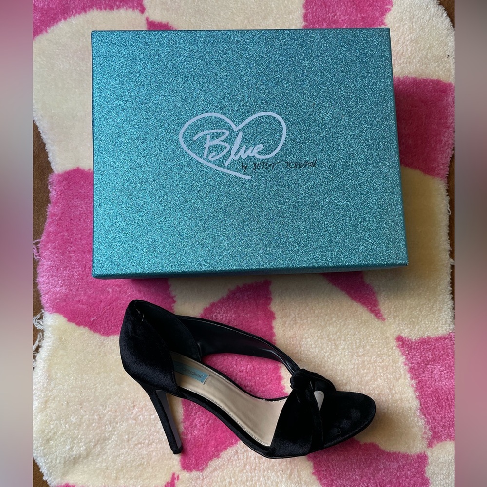 Blue by Betsey Johnson Asymmetrical Velvet Stiletto Heels
